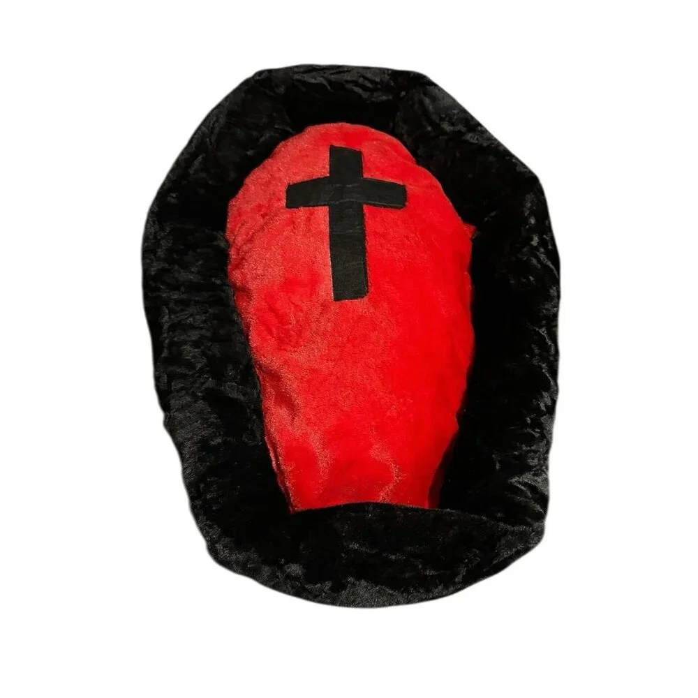 NEW cat bed super soft Halloween coffin red black